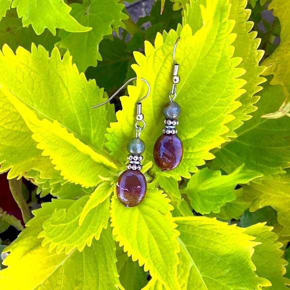 Flourite and Jasper Earrings. - Picture 1 of 2